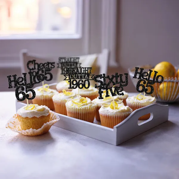 Multicollor_24Pcs_Happy_65Th_Birthday_Cupcake_Toppers_|_Cheers_To_65_Years_Glitter_Cupcake_Picks_|_Straight_Outta_1960_Cake_Decorations_|_65Th_Birthday_Or_Anniversary_Party_Supplies_Â€“_Black