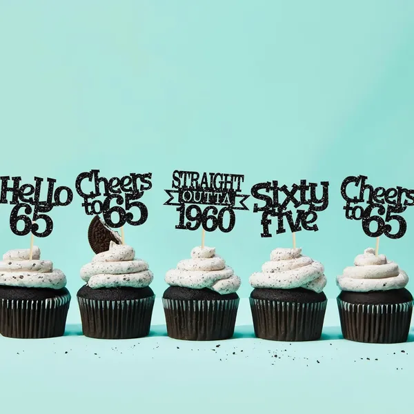 Multicollor_24Pcs_Happy_65Th_Birthday_Cupcake_Toppers_|_Cheers_To_65_Years_Glitter_Cupcake_Picks_|_Straight_Outta_1960_Cake_Decorations_|_65Th_Birthday_Or_Anniversary_Party_Supplies_Â€“_Black
