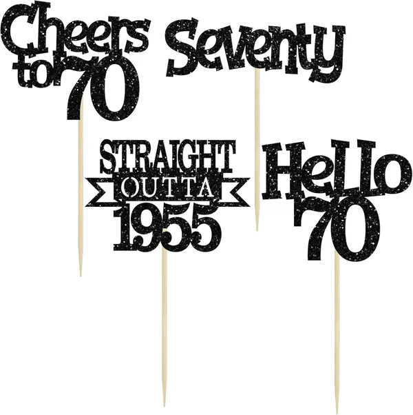 Multicollor_24Pcs_Happy_70Th_Birthday_Cupcake_Toppers_|_Cheers_To_70_Years_Glitter_Cupcake_Picks_|_Straight_Outta_1955_Cake_Decorations_|_70Th_Birthday_Or_Anniversary_Party_Supplies_Â€“_Black