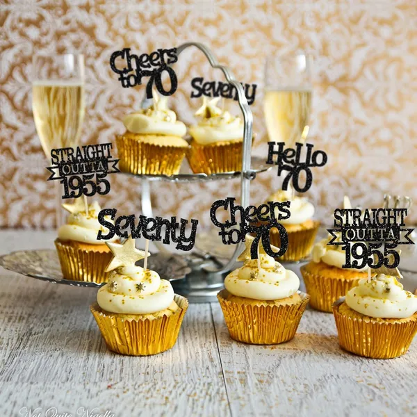 Multicollor_24Pcs_Happy_70Th_Birthday_Cupcake_Toppers_|_Cheers_To_70_Years_Glitter_Cupcake_Picks_|_Straight_Outta_1955_Cake_Decorations_|_70Th_Birthday_Or_Anniversary_Party_Supplies_Â€“_Black