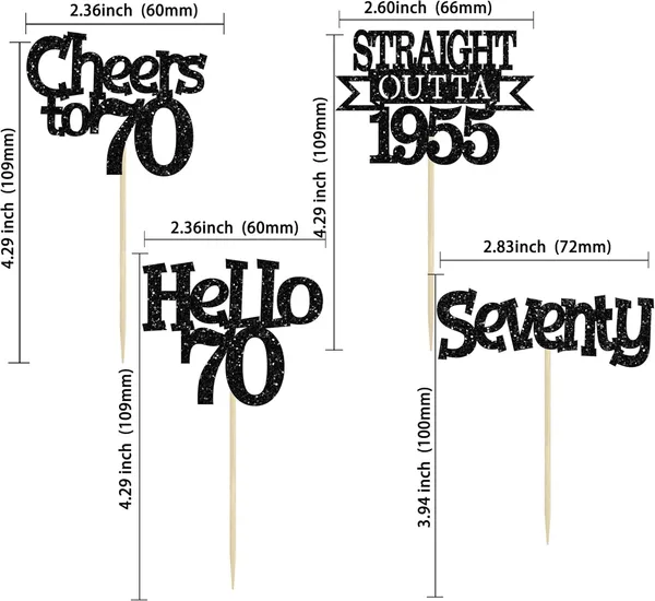 Multicollor_24Pcs_Happy_70Th_Birthday_Cupcake_Toppers_|_Cheers_To_70_Years_Glitter_Cupcake_Picks_|_Straight_Outta_1955_Cake_Decorations_|_70Th_Birthday_Or_Anniversary_Party_Supplies_Â€“_Black