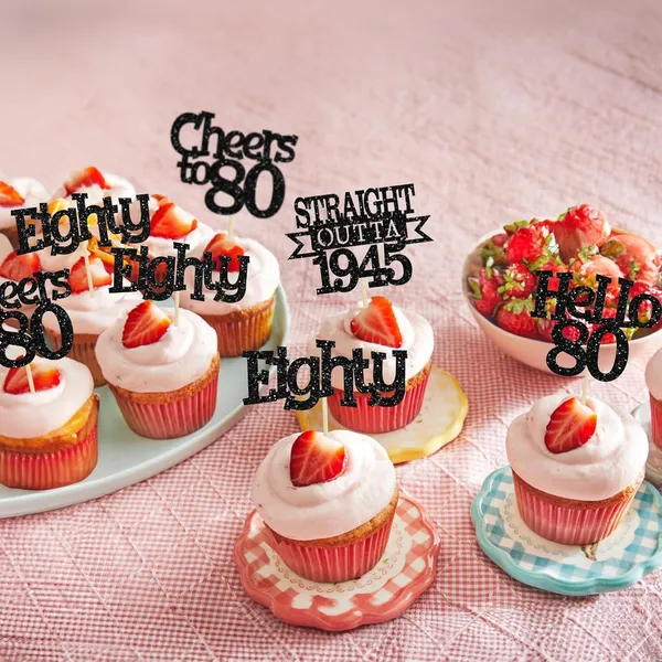 Multicollor_24Pcs_Happy_80Th_Birthday_Cupcake_Toppers_|_Cheers_To_80_Years_Glitter_Cupcake_Picks_|_Straight_Outta_1945_Cake_Decorations_|_80Th_Birthday_Or_Anniversary_Party_Supplies_Â€“_Black