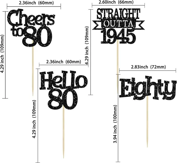 Multicollor_24Pcs_Happy_80Th_Birthday_Cupcake_Toppers_|_Cheers_To_80_Years_Glitter_Cupcake_Picks_|_Straight_Outta_1945_Cake_Decorations_|_80Th_Birthday_Or_Anniversary_Party_Supplies_Â€“_Black