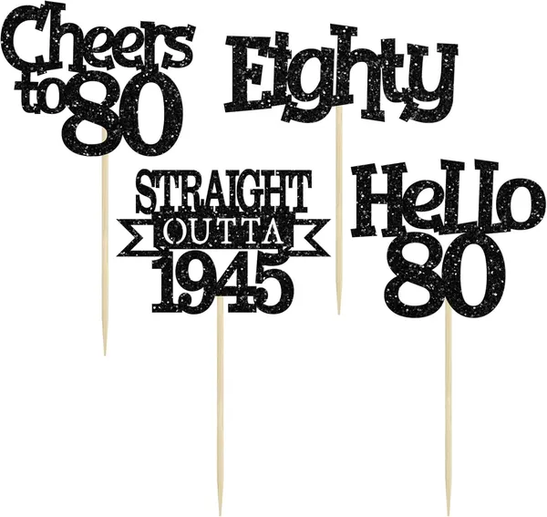Multicollor_24Pcs_Happy_80Th_Birthday_Cupcake_Toppers_|_Cheers_To_80_Years_Glitter_Cupcake_Picks_|_Straight_Outta_1945_Cake_Decorations_|_80Th_Birthday_Or_Anniversary_Party_Supplies_Â€“_Black