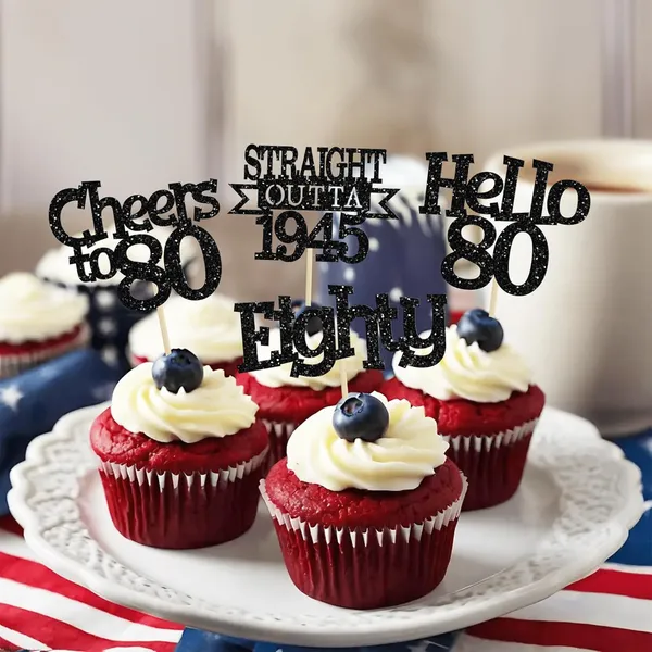 Multicollor_24Pcs_Happy_80Th_Birthday_Cupcake_Toppers_|_Cheers_To_80_Years_Glitter_Cupcake_Picks_|_Straight_Outta_1945_Cake_Decorations_|_80Th_Birthday_Or_Anniversary_Party_Supplies_Â€“_Black