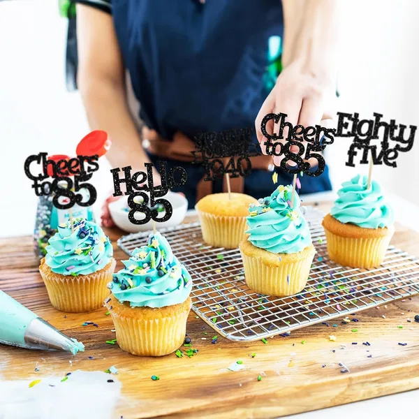 Multicollor_24Pcs_Happy_85Th_Birthday_Cupcake_Toppers_|_Cheers_To_85_Years_Glitter_Cupcake_Picks_|_Straight_Outta_1940_Cake_Decorations_|_85Th_Birthday_Or_Anniversary_Party_Supplies_Â€“_Black