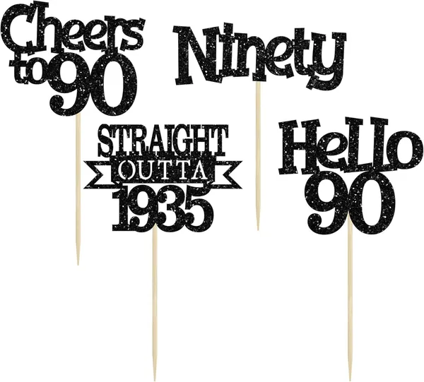 Multicollor_24Pcs_Happy_90Th_Birthday_Cupcake_Toppers_|_Cheers_To_90_Years_Glitter_Cupcake_Picks_|_Straight_Outta_1935_Cake_Decorations_|_90Th_Birthday_Or_Anniversary_Party_Supplies_Â€“_Black