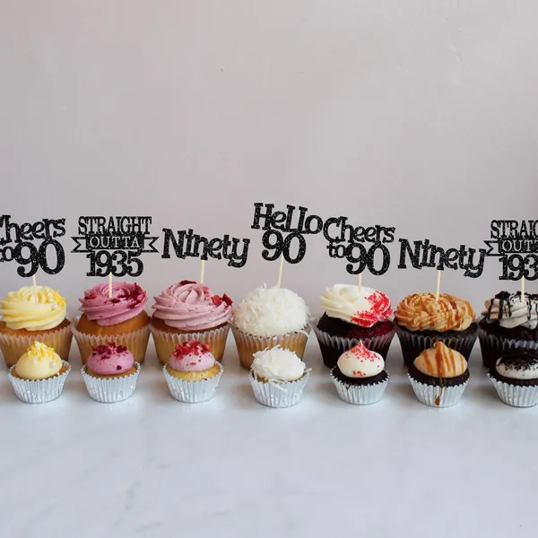 Multicollor_24Pcs_Happy_90Th_Birthday_Cupcake_Toppers_|_Cheers_To_90_Years_Glitter_Cupcake_Picks_|_Straight_Outta_1935_Cake_Decorations_|_90Th_Birthday_Or_Anniversary_Party_Supplies_Â€“_Black
