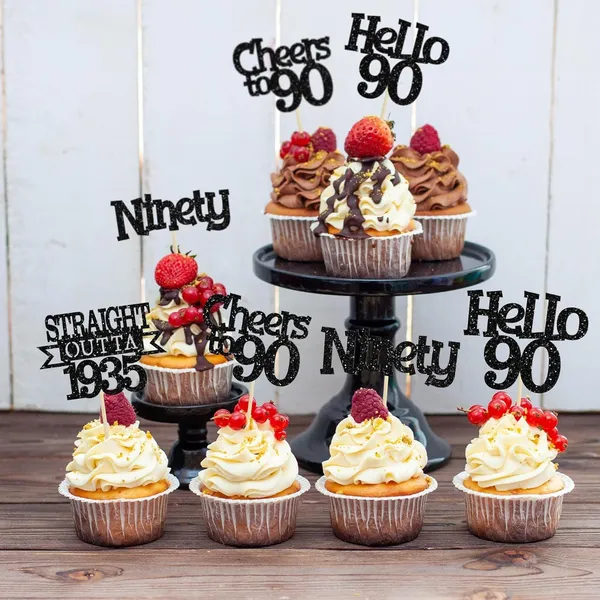 Multicollor_24Pcs_Happy_90Th_Birthday_Cupcake_Toppers_|_Cheers_To_90_Years_Glitter_Cupcake_Picks_|_Straight_Outta_1935_Cake_Decorations_|_90Th_Birthday_Or_Anniversary_Party_Supplies_Â€“_Black