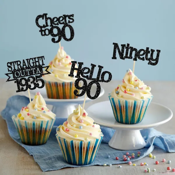 Multicollor_24Pcs_Happy_90Th_Birthday_Cupcake_Toppers_|_Cheers_To_90_Years_Glitter_Cupcake_Picks_|_Straight_Outta_1935_Cake_Decorations_|_90Th_Birthday_Or_Anniversary_Party_Supplies_Â€“_Black