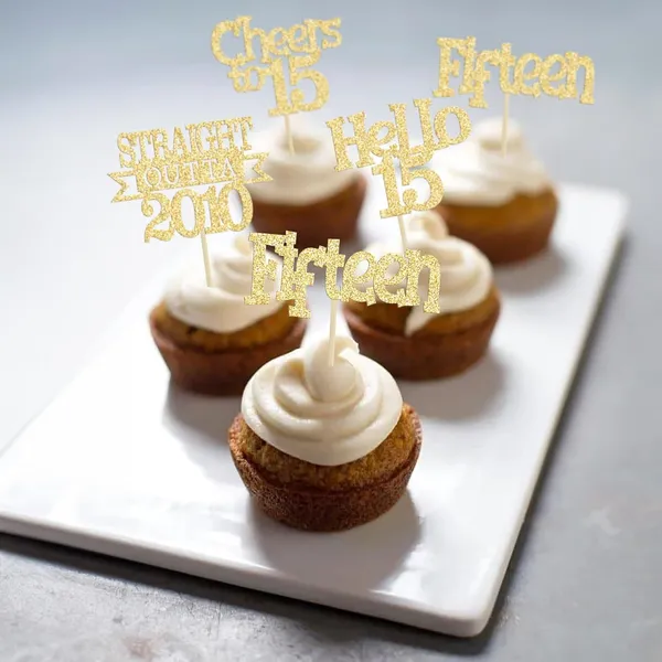 Gold_24Pcs_Happy_15Th_Birthday_Cupcake_Toppers_|_Cheers_To_15_Years_Glitter_Cupcake_Picks_|_Straight_Outta_2010_Cake_Decorations_|_15Th_Birthday_Or_Anniversary_Party_Supplies_Â€“_Gold