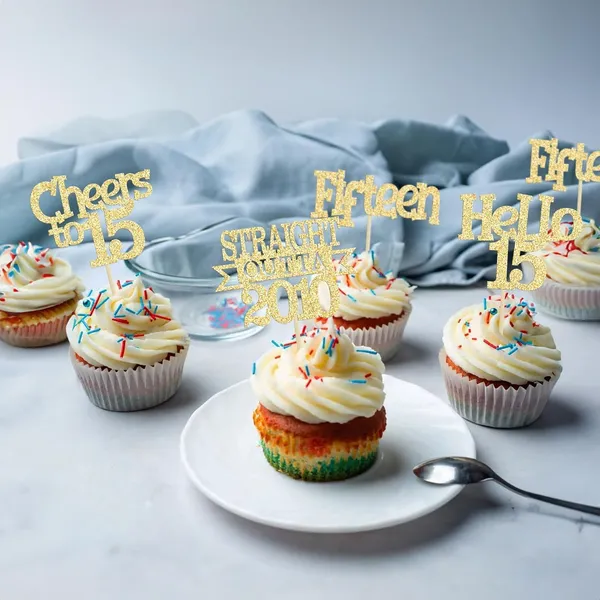 Gold_24Pcs_Happy_15Th_Birthday_Cupcake_Toppers_|_Cheers_To_15_Years_Glitter_Cupcake_Picks_|_Straight_Outta_2010_Cake_Decorations_|_15Th_Birthday_Or_Anniversary_Party_Supplies_Â€“_Gold
