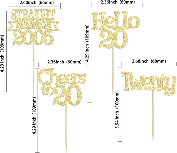 Gold_24Pcs_Happy_20Th_Birthday_Cupcake_Toppers_|_Cheers_To_20_Years_Glitter_Cupcake_Picks_|_Straight_Outta_2005_Cake_Decorations_|_20Th_Birthday_Or_Anniversary_Party_Supplies_Â€“_Gold