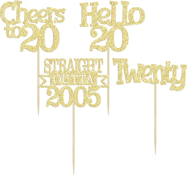 Gold_24Pcs_Happy_20Th_Birthday_Cupcake_Toppers_|_Cheers_To_20_Years_Glitter_Cupcake_Picks_|_Straight_Outta_2005_Cake_Decorations_|_20Th_Birthday_Or_Anniversary_Party_Supplies_Â€“_Gold