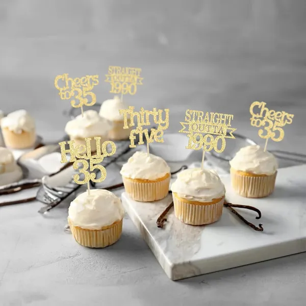 Gold_24Pcs_Happy_35Th_Birthday_Cupcake_Toppers_|_Cheers_To_35_Years_Glitter_Cupcake_Picks_|_Straight_Outta_1990_Cake_Decorations_|_35Th_Birthday_Or_Anniversary_Party_Supplies_Â€“_Gold