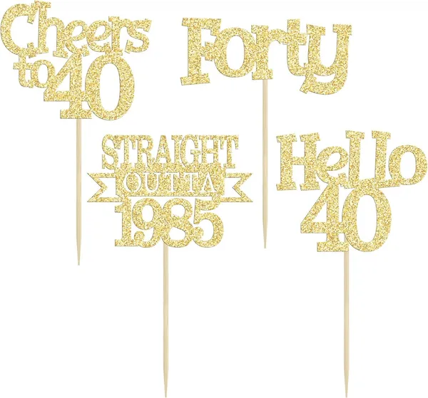 Gold_24Pcs_Happy_40Th_Birthday_Cupcake_Toppers_|_Cheers_To_40_Years_Glitter_Cupcake_Picks_|_Straight_Outta_1985_Cake_Decorations_|_40Th_Birthday_Or_Anniversary_Party_Supplies_Â€“_Gold