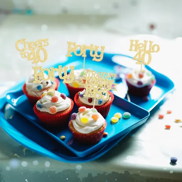 Gold_24Pcs_Happy_40Th_Birthday_Cupcake_Toppers_|_Cheers_To_40_Years_Glitter_Cupcake_Picks_|_Straight_Outta_1985_Cake_Decorations_|_40Th_Birthday_Or_Anniversary_Party_Supplies_Â€“_Gold