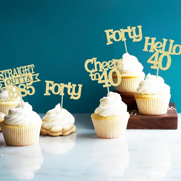 Gold_24Pcs_Happy_40Th_Birthday_Cupcake_Toppers_|_Cheers_To_40_Years_Glitter_Cupcake_Picks_|_Straight_Outta_1985_Cake_Decorations_|_40Th_Birthday_Or_Anniversary_Party_Supplies_Â€“_Gold