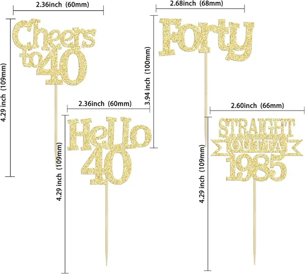 Gold_24Pcs_Happy_40Th_Birthday_Cupcake_Toppers_|_Cheers_To_40_Years_Glitter_Cupcake_Picks_|_Straight_Outta_1985_Cake_Decorations_|_40Th_Birthday_Or_Anniversary_Party_Supplies_Â€“_Gold