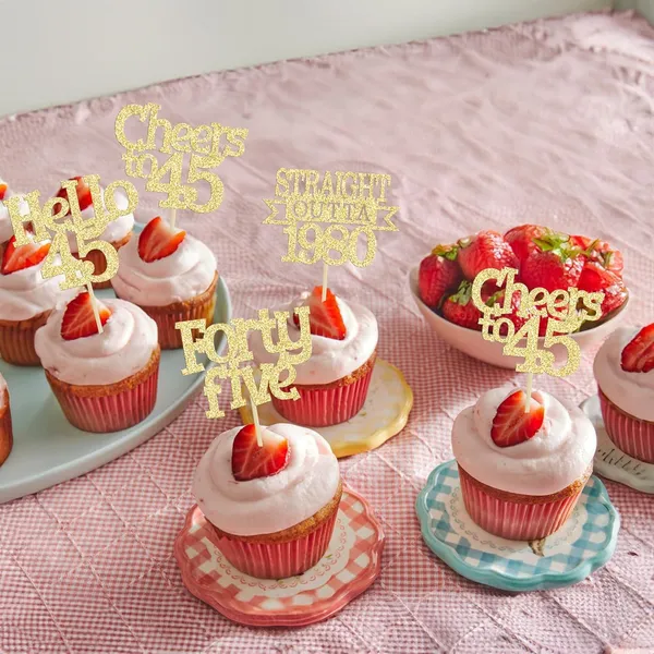 Gold_24Pcs_Happy_45Th_Birthday_Cupcake_Toppers_|_Cheers_To_45_Years_Glitter_Cupcake_Picks_|_Straight_Outta_1980_Cake_Decorations_|_45Th_Birthday_Or_Anniversary_Party_Supplies_Â€“_Gold