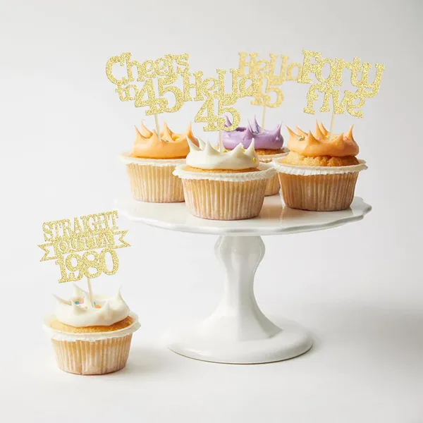 Gold_24Pcs_Happy_45Th_Birthday_Cupcake_Toppers_|_Cheers_To_45_Years_Glitter_Cupcake_Picks_|_Straight_Outta_1980_Cake_Decorations_|_45Th_Birthday_Or_Anniversary_Party_Supplies_Â€“_Gold