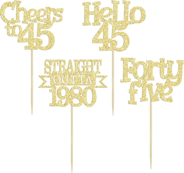 Gold_24Pcs_Happy_45Th_Birthday_Cupcake_Toppers_|_Cheers_To_45_Years_Glitter_Cupcake_Picks_|_Straight_Outta_1980_Cake_Decorations_|_45Th_Birthday_Or_Anniversary_Party_Supplies_Â€“_Gold