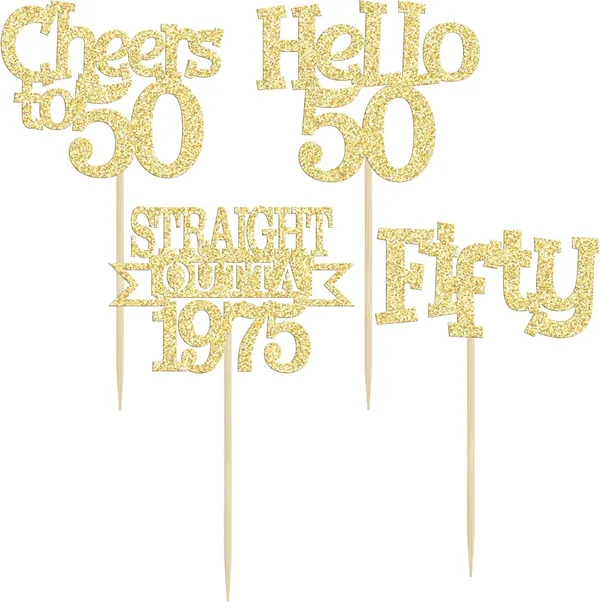 Gold_24Pcs_Happy_50Th_Birthday_Cupcake_Toppers_|_Cheers_To_50_Years_Glitter_Cupcake_Picks_|_Straight_Outta_1975_Cake_Decorations_|_50Th_Birthday_Or_Anniversary_Party_Supplies_Â€“_Gold