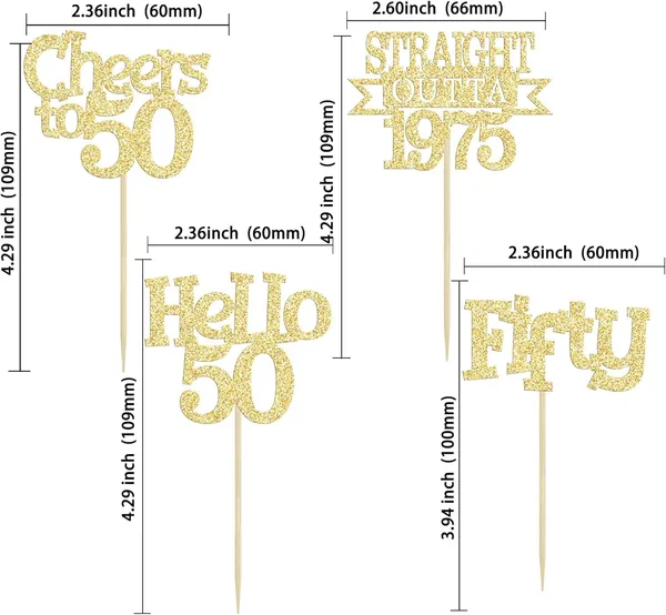 Gold_24Pcs_Happy_50Th_Birthday_Cupcake_Toppers_|_Cheers_To_50_Years_Glitter_Cupcake_Picks_|_Straight_Outta_1975_Cake_Decorations_|_50Th_Birthday_Or_Anniversary_Party_Supplies_Â€“_Gold