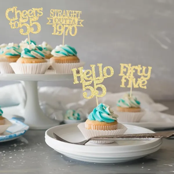 Gold_24Pcs_Happy_55Th_Birthday_Cupcake_Toppers_|_Cheers_To_55_Years_Glitter_Cupcake_Picks_|_Straight_Outta_1970_Cake_Decorations_|_55Th_Birthday_Or_Anniversary_Party_Supplies_Â€“_Gold