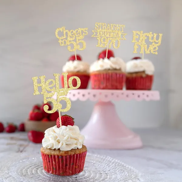 Gold_24Pcs_Happy_55Th_Birthday_Cupcake_Toppers_|_Cheers_To_55_Years_Glitter_Cupcake_Picks_|_Straight_Outta_1970_Cake_Decorations_|_55Th_Birthday_Or_Anniversary_Party_Supplies_Â€“_Gold