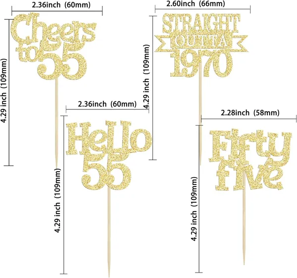 Gold_24Pcs_Happy_55Th_Birthday_Cupcake_Toppers_|_Cheers_To_55_Years_Glitter_Cupcake_Picks_|_Straight_Outta_1970_Cake_Decorations_|_55Th_Birthday_Or_Anniversary_Party_Supplies_Â€“_Gold