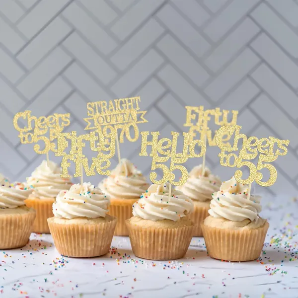 Gold_24Pcs_Happy_55Th_Birthday_Cupcake_Toppers_|_Cheers_To_55_Years_Glitter_Cupcake_Picks_|_Straight_Outta_1970_Cake_Decorations_|_55Th_Birthday_Or_Anniversary_Party_Supplies_Â€“_Gold