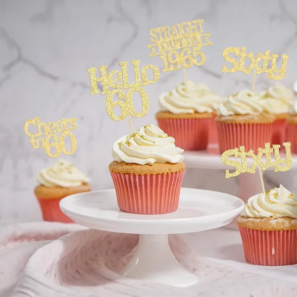 Gold_24Pcs_Happy_60Th_Birthday_Cupcake_Toppers_|_Cheers_To_60_Years_Glitter_Cupcake_Picks_|_Straight_Outta_1965_Cake_Decorations_|_60Th_Birthday_Or_Anniversary_Party_Supplies_Â€“_Gold