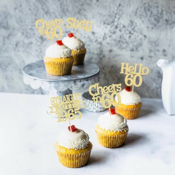 Gold_24Pcs_Happy_60Th_Birthday_Cupcake_Toppers_|_Cheers_To_60_Years_Glitter_Cupcake_Picks_|_Straight_Outta_1965_Cake_Decorations_|_60Th_Birthday_Or_Anniversary_Party_Supplies_Â€“_Gold