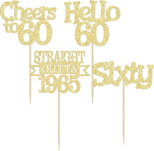 Gold_24Pcs_Happy_60Th_Birthday_Cupcake_Toppers_|_Cheers_To_60_Years_Glitter_Cupcake_Picks_|_Straight_Outta_1965_Cake_Decorations_|_60Th_Birthday_Or_Anniversary_Party_Supplies_Â€“_Gold