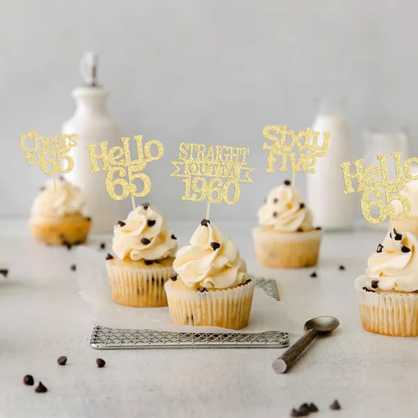 Gold_24Pcs_Happy_65Th_Birthday_Cupcake_Toppers_|_Cheers_To_65_Years_Glitter_Cupcake_Picks_|_Straight_Outta_1960_Cake_Decorations_|_65Th_Birthday_Or_Anniversary_Party_Supplies_Â€“_Gold