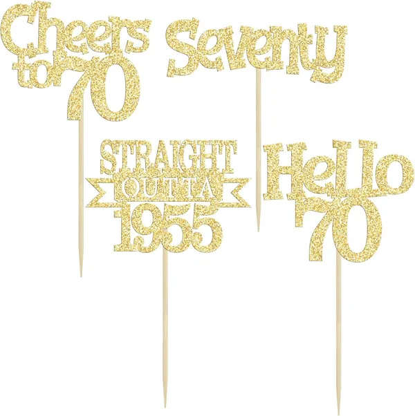 Gold_24Pcs_Happy_70Th_Birthday_Cupcake_Toppers_|_Cheers_To_70_Years_Glitter_Cupcake_Picks_|_Straight_Outta_1955_Cake_Decorations_|_70Th_Birthday_Or_Anniversary_Party_Supplies_Â€“_Gold