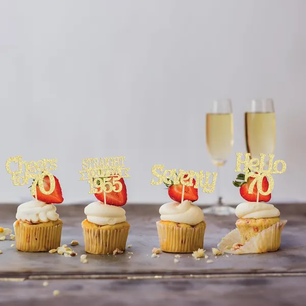 Gold_24Pcs_Happy_70Th_Birthday_Cupcake_Toppers_|_Cheers_To_70_Years_Glitter_Cupcake_Picks_|_Straight_Outta_1955_Cake_Decorations_|_70Th_Birthday_Or_Anniversary_Party_Supplies_Â€“_Gold