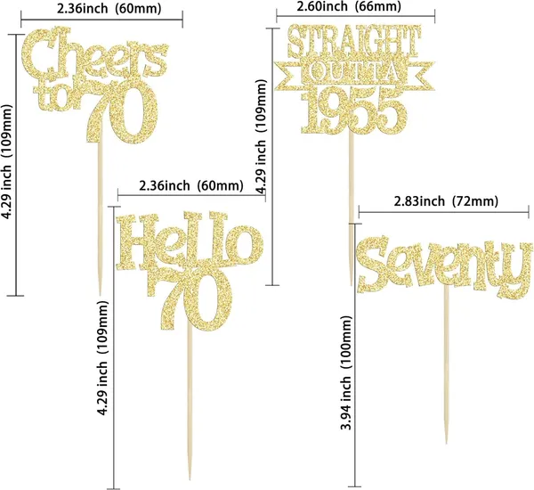 Gold_24Pcs_Happy_70Th_Birthday_Cupcake_Toppers_|_Cheers_To_70_Years_Glitter_Cupcake_Picks_|_Straight_Outta_1955_Cake_Decorations_|_70Th_Birthday_Or_Anniversary_Party_Supplies_Â€“_Gold