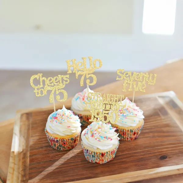 Gold_24Pcs_Happy_75Th_Birthday_Cupcake_Toppers_|_Cheers_To_75_Years_Glitter_Cupcake_Picks_|_Straight_Outta_1950_Cake_Decorations_|_75Th_Birthday_Or_Anniversary_Party_Supplies_Â€“_Gold