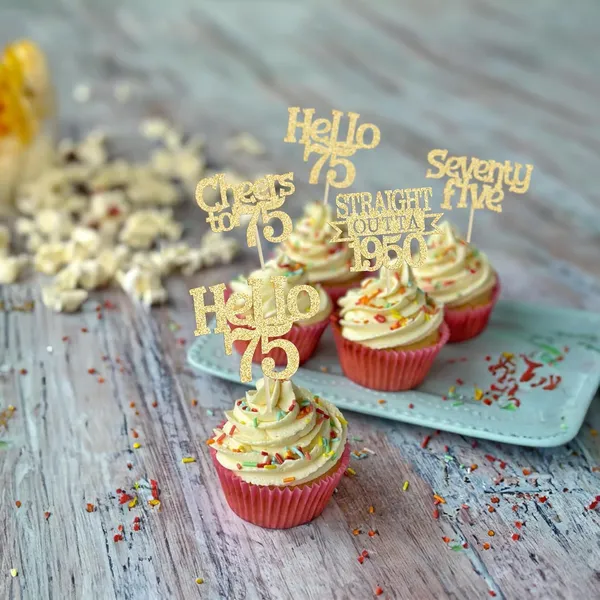 Gold_24Pcs_Happy_75Th_Birthday_Cupcake_Toppers_|_Cheers_To_75_Years_Glitter_Cupcake_Picks_|_Straight_Outta_1950_Cake_Decorations_|_75Th_Birthday_Or_Anniversary_Party_Supplies_Â€“_Gold