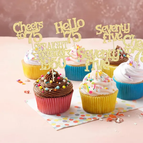 Gold_24Pcs_Happy_75Th_Birthday_Cupcake_Toppers_|_Cheers_To_75_Years_Glitter_Cupcake_Picks_|_Straight_Outta_1950_Cake_Decorations_|_75Th_Birthday_Or_Anniversary_Party_Supplies_Â€“_Gold