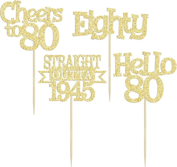 Gold_24Pcs_Happy_80Th_Birthday_Cupcake_Toppers_|_Cheers_To_80_Years_Glitter_Cupcake_Picks_|_Straight_Outta_1945_Cake_Decorations_|_80Th_Birthday_Or_Anniversary_Party_Supplies_Â€“_Gold