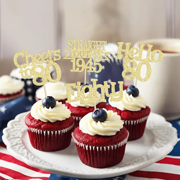 Gold_24Pcs_Happy_80Th_Birthday_Cupcake_Toppers_|_Cheers_To_80_Years_Glitter_Cupcake_Picks_|_Straight_Outta_1945_Cake_Decorations_|_80Th_Birthday_Or_Anniversary_Party_Supplies_Â€“_Gold
