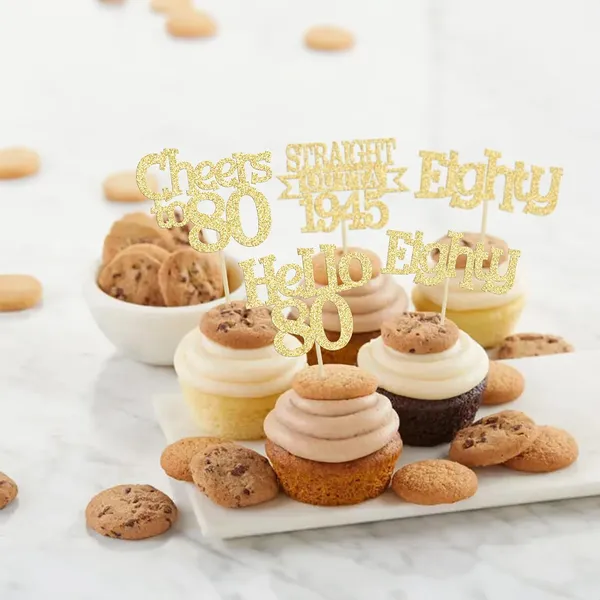 Gold_24Pcs_Happy_80Th_Birthday_Cupcake_Toppers_|_Cheers_To_80_Years_Glitter_Cupcake_Picks_|_Straight_Outta_1945_Cake_Decorations_|_80Th_Birthday_Or_Anniversary_Party_Supplies_Â€“_Gold