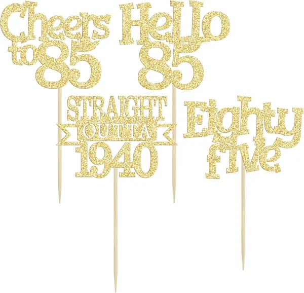 Gold_24Pcs_Happy_85Th_Birthday_Cupcake_Toppers_|_Cheers_To_85_Years_Glitter_Cupcake_Picks_|_Straight_Outta_1940_Cake_Decorations_|_85Th_Birthday_Or_Anniversary_Party_Supplies_Â€“_Gold