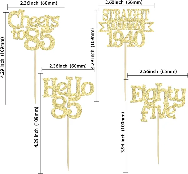 Gold_24Pcs_Happy_85Th_Birthday_Cupcake_Toppers_|_Cheers_To_85_Years_Glitter_Cupcake_Picks_|_Straight_Outta_1940_Cake_Decorations_|_85Th_Birthday_Or_Anniversary_Party_Supplies_Â€“_Gold