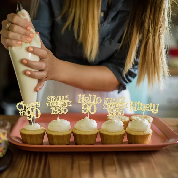 Gold_24Pcs_Happy_90Th_Birthday_Cupcake_Toppers_|_Cheers_To_90_Years_Glitter_Cupcake_Picks_|_Straight_Outta_1935_Cake_Decorations_|_90Th_Birthday_Or_Anniversary_Party_Supplies_Â€“_Gold
