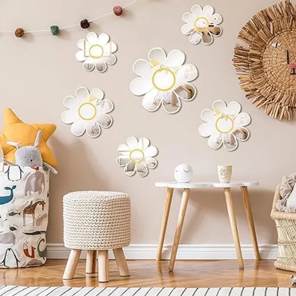 Multicollor_6_Pcs_Flower_Mirror_Wall_Decor_|_3D_Acrylic_Daisy_Mirror_Wall_Art_|_Wall_Decals_For_Home_Decor
