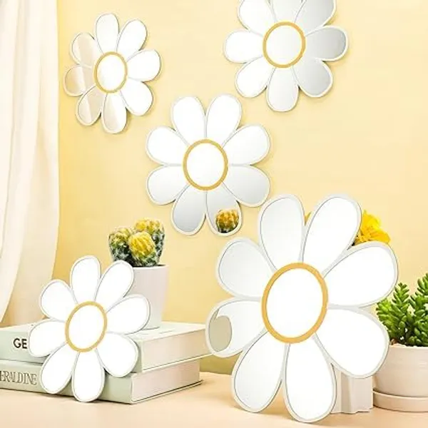 Multicollor_6_Pcs_Flower_Mirror_Wall_Decor_|_3D_Acrylic_Daisy_Mirror_Wall_Art_|_Wall_Decals_For_Home_Decor